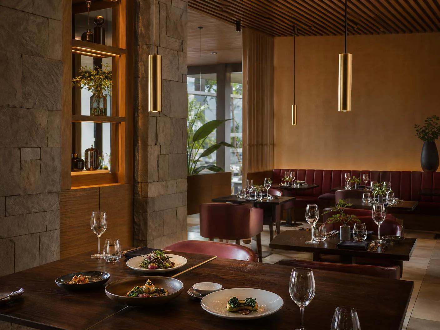 Cifaro dining room prepared for an intimate evening