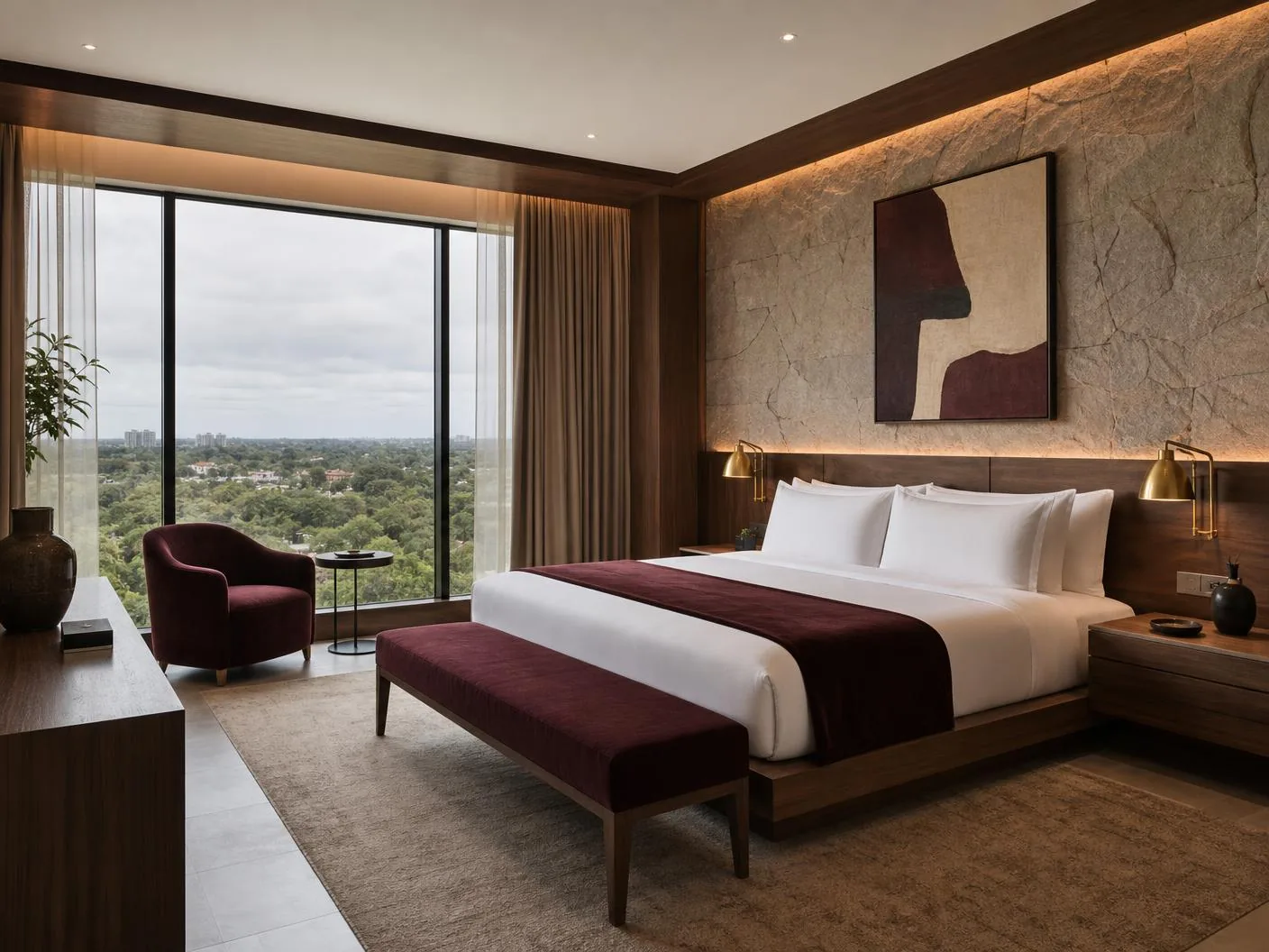 Cifaro hotel suite with contemporary materials and a king bed